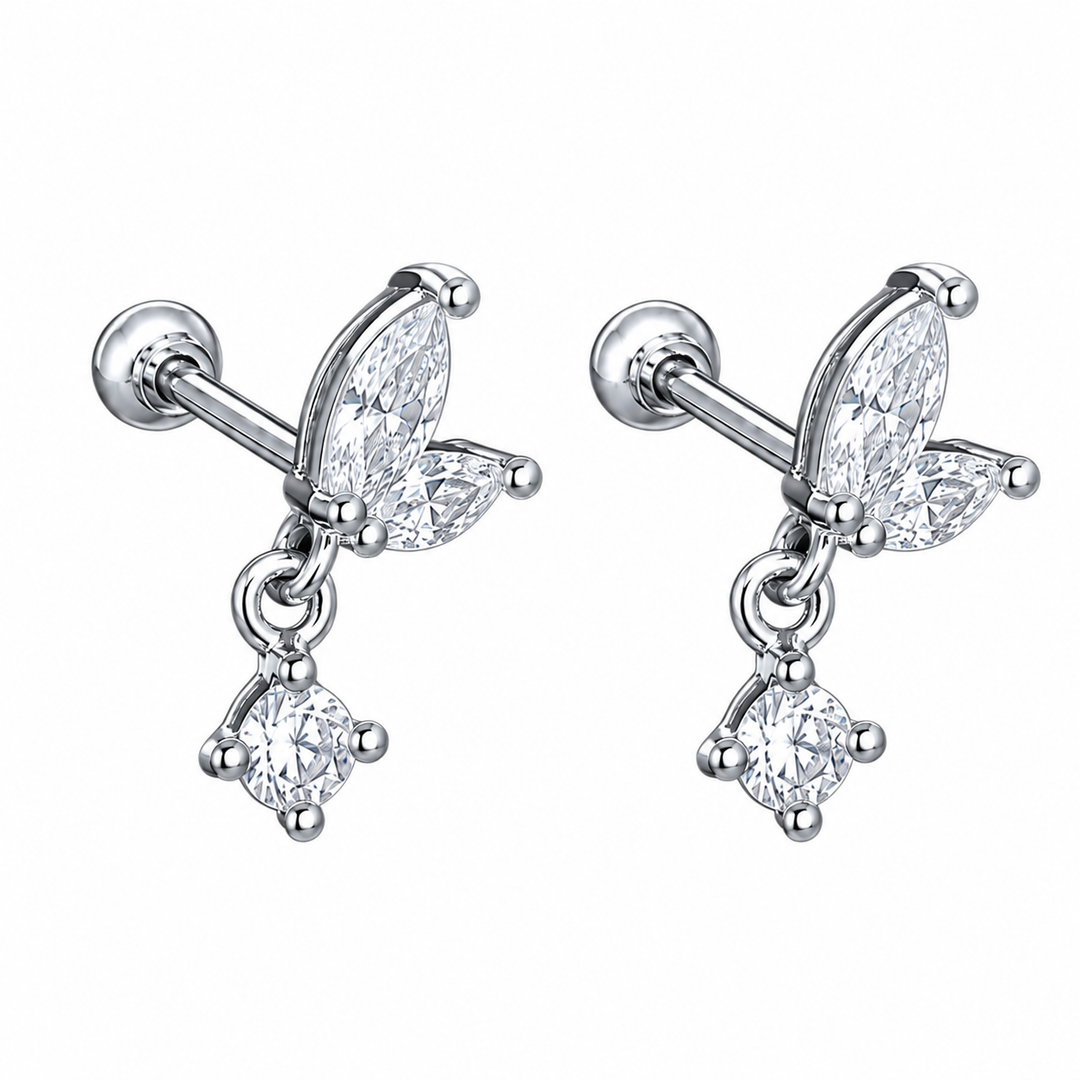 Silver Flat back screw earrings