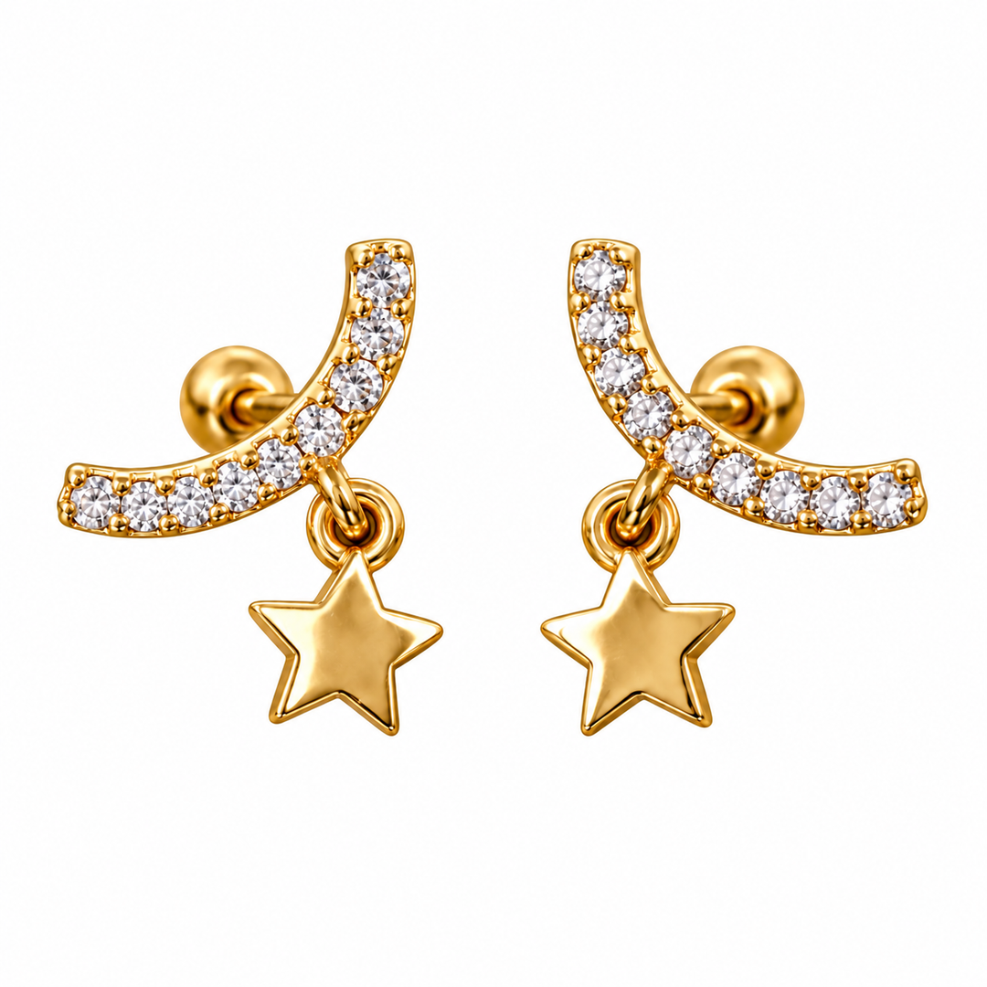 Golden Flat Back screw earrings