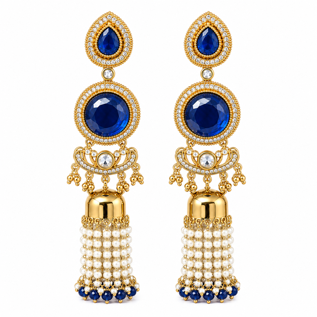 Navy Blue Traditional Earrings