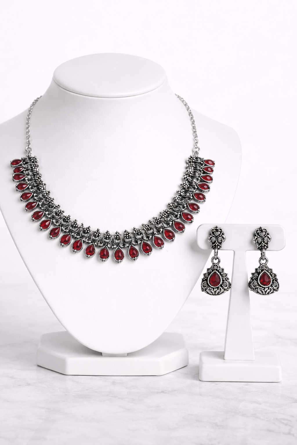 Classic Drop Stone Necklace Set