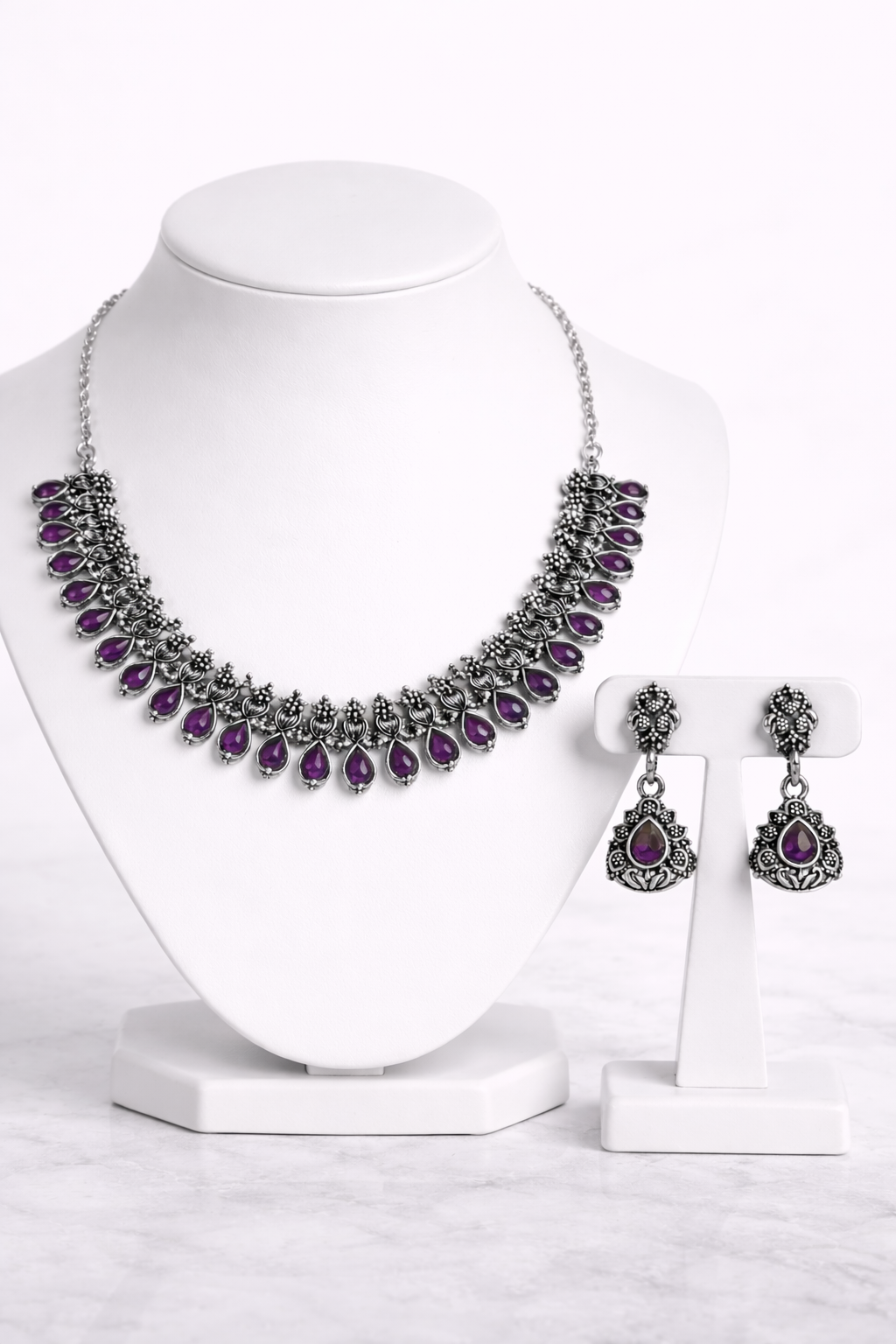Classic Drop Stone Necklace Set