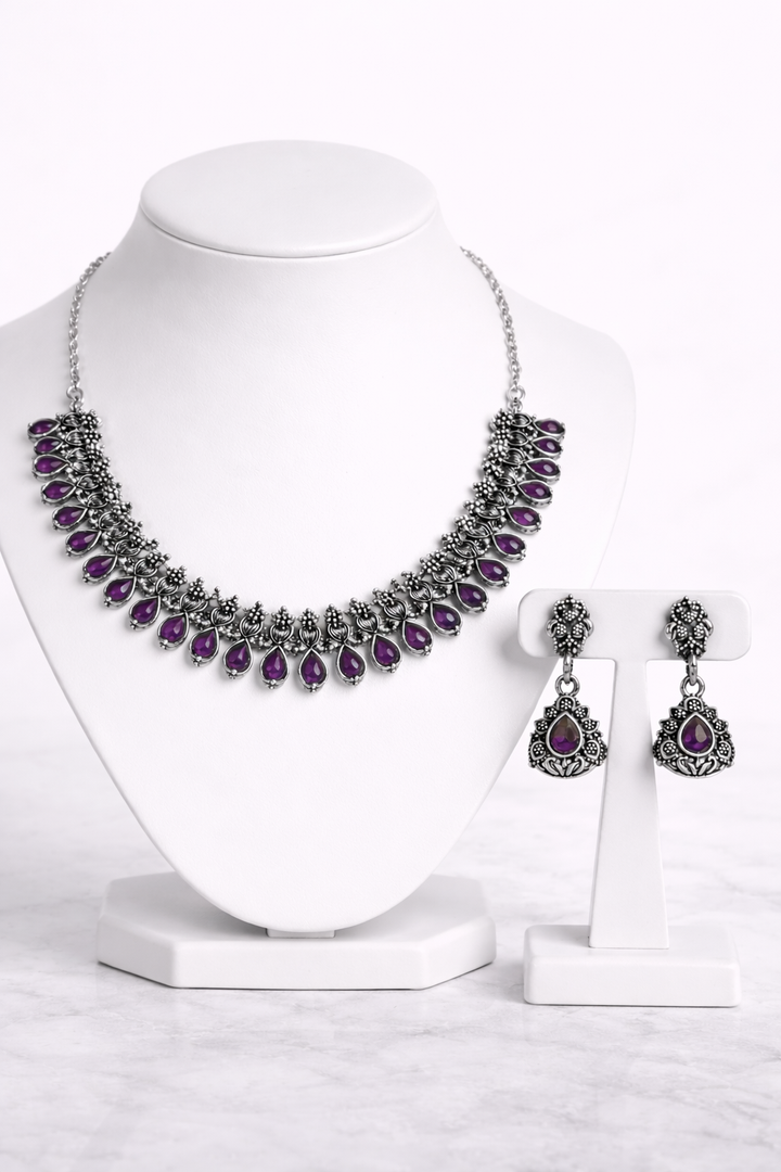 Classic Drop Stone Necklace Set