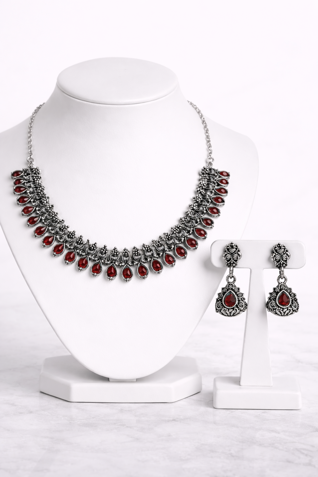 Classic Drop Stone Necklace Set