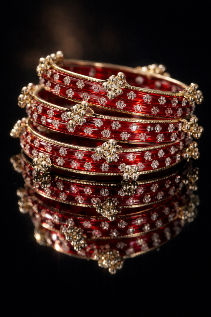 Floral Glass Bangle Set 1