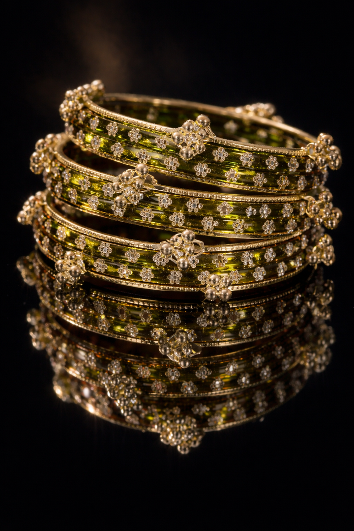 Floral Glass Bangle Set 1