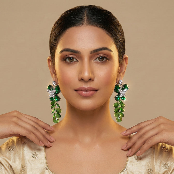 Emerald Green Crystal Butterfly Earrings