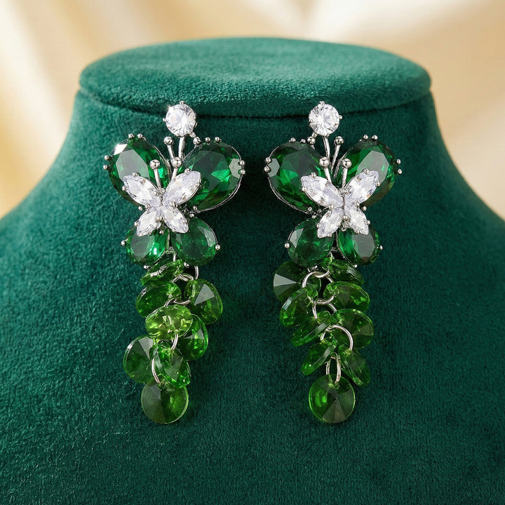 Emerald Green Crystal Butterfly Earrings