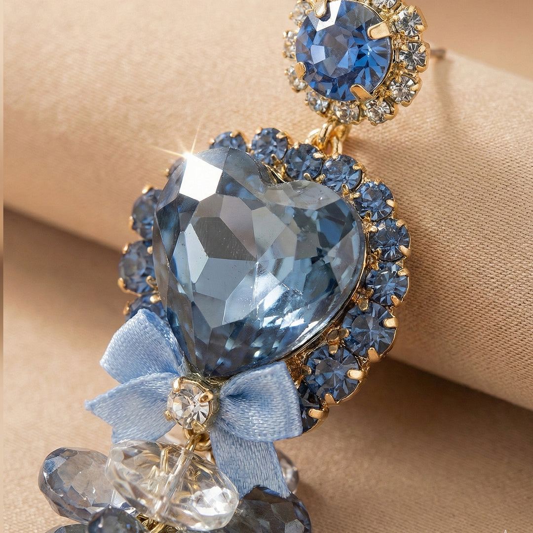 Royal Blue Heart Crystal Earrings