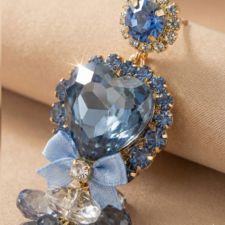 Royal Blue Heart Crystal Earrings