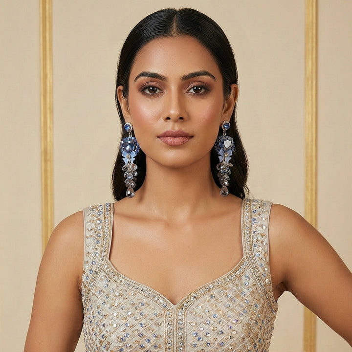 Royal Blue Heart Crystal Earrings