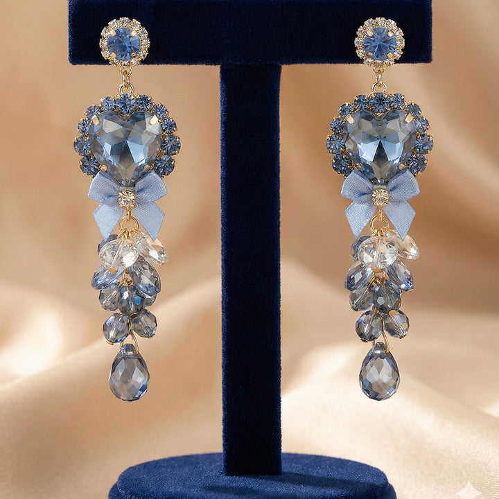 Royal Blue Heart Crystal Earrings