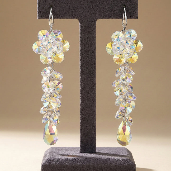 Rainbow Crystal Floral  Earrings