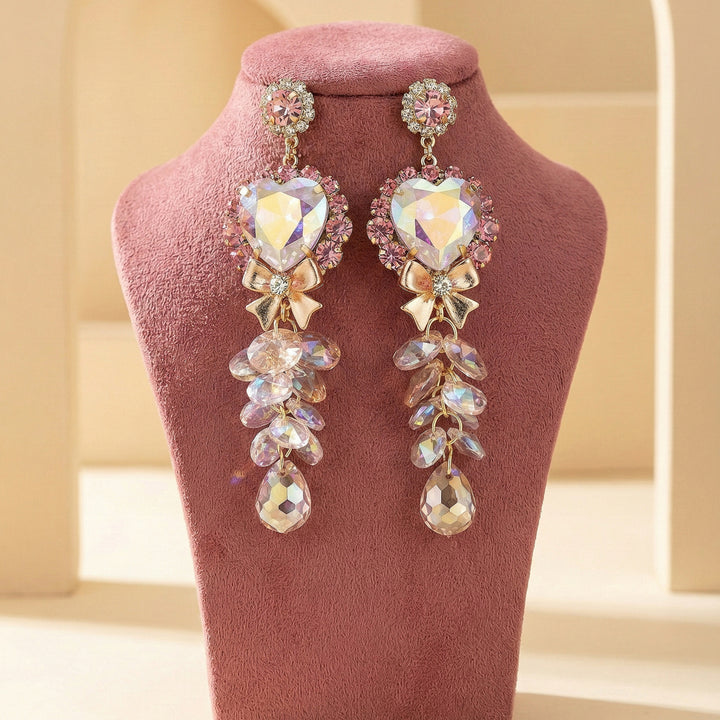 Pink Heart Crystal Earrings