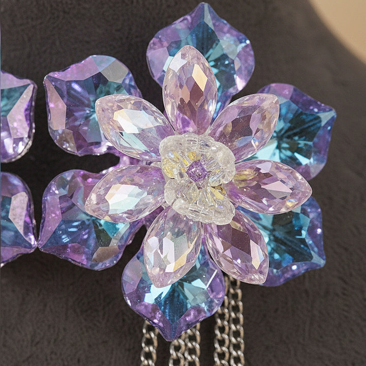 Purple & Blue Crystal Long  Earrings