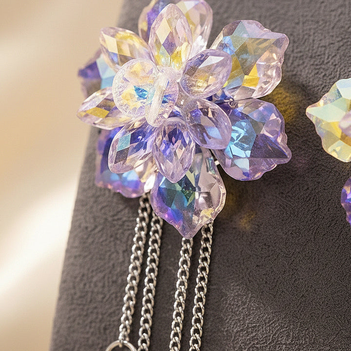 Iridescent Crystal Long Earrings