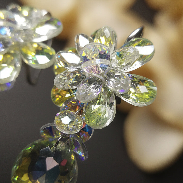 Golden Crystal Floral Earrings