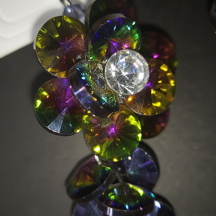 Multicolor Crystal Flower Earrings