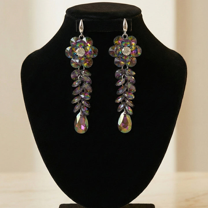 Multicolor Crystal Flower Earrings