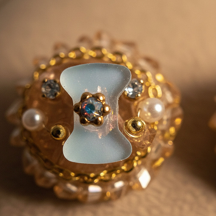 Golden Beaded  Earrings