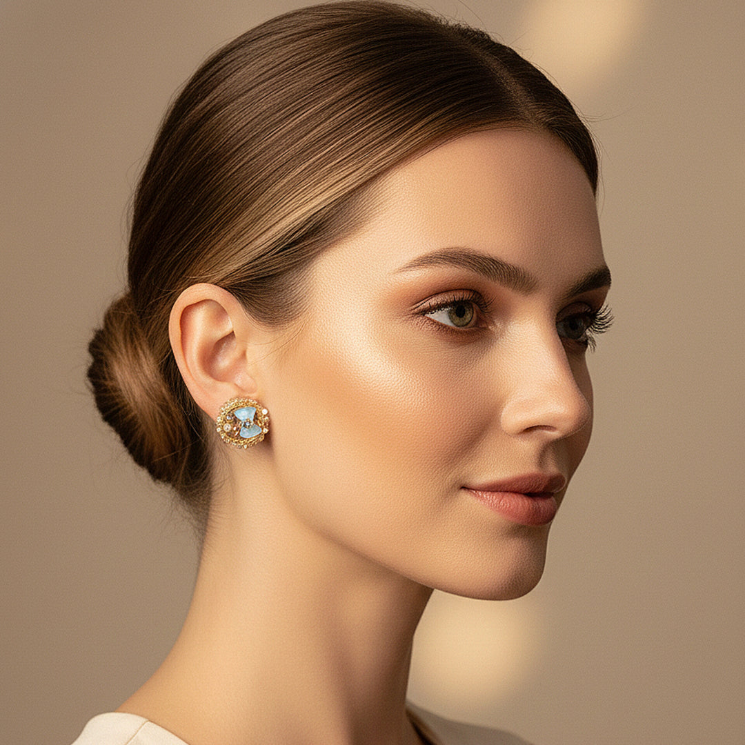 Golden Beaded  Earrings