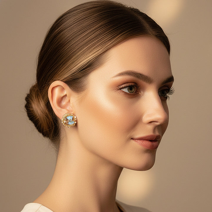 Golden Beaded  Earrings