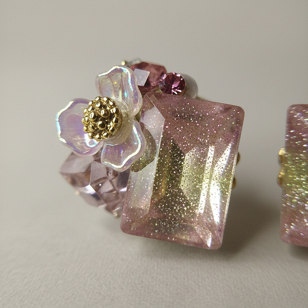 Pink Shimmer Square Earrings