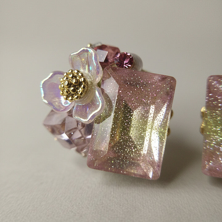 Pink Shimmer Square Earrings