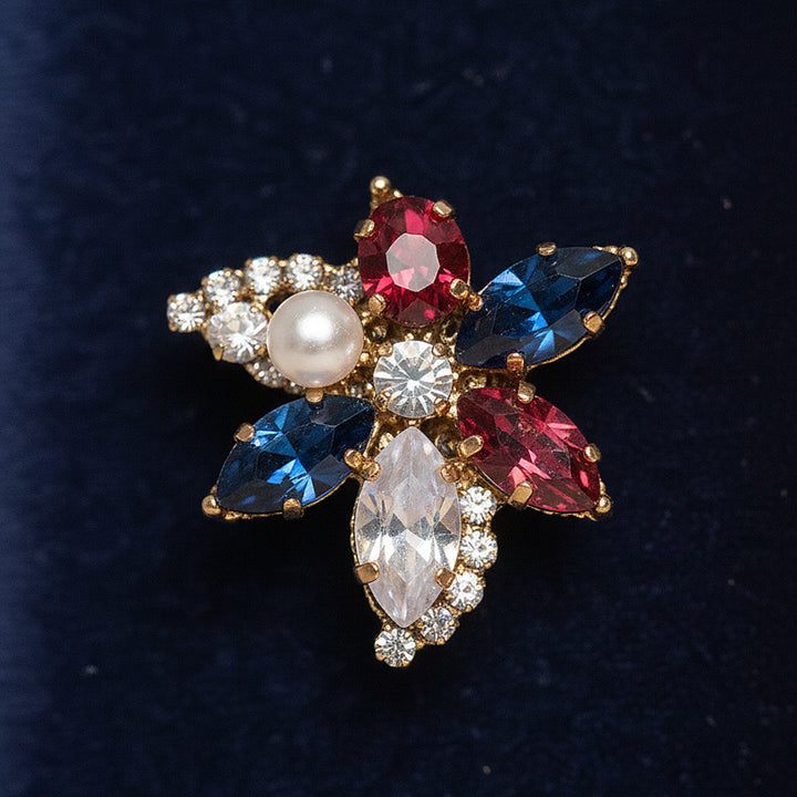 Multi-Color Crystal Flower Earrings