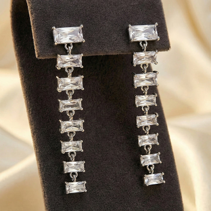 Silver Crystal Drop Earrings