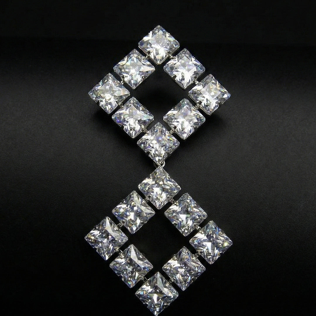 Diamond Shape Crystal Drop Earrings