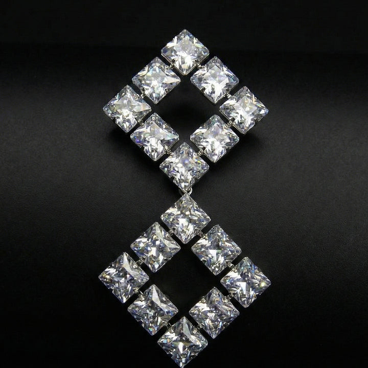 Diamond Shape Crystal Drop Earrings