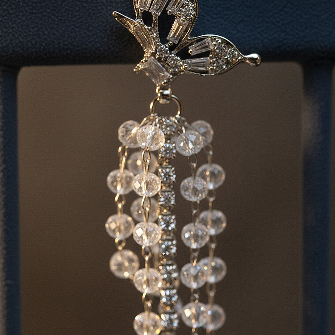 Crystal Waterfall Butterfly Dangle Earrings