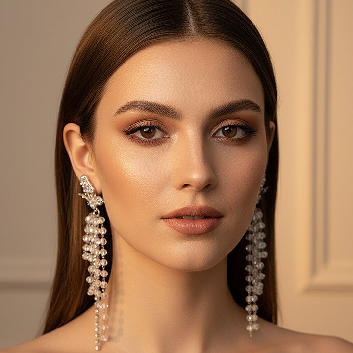 Crystal Waterfall Butterfly Dangle Earrings
