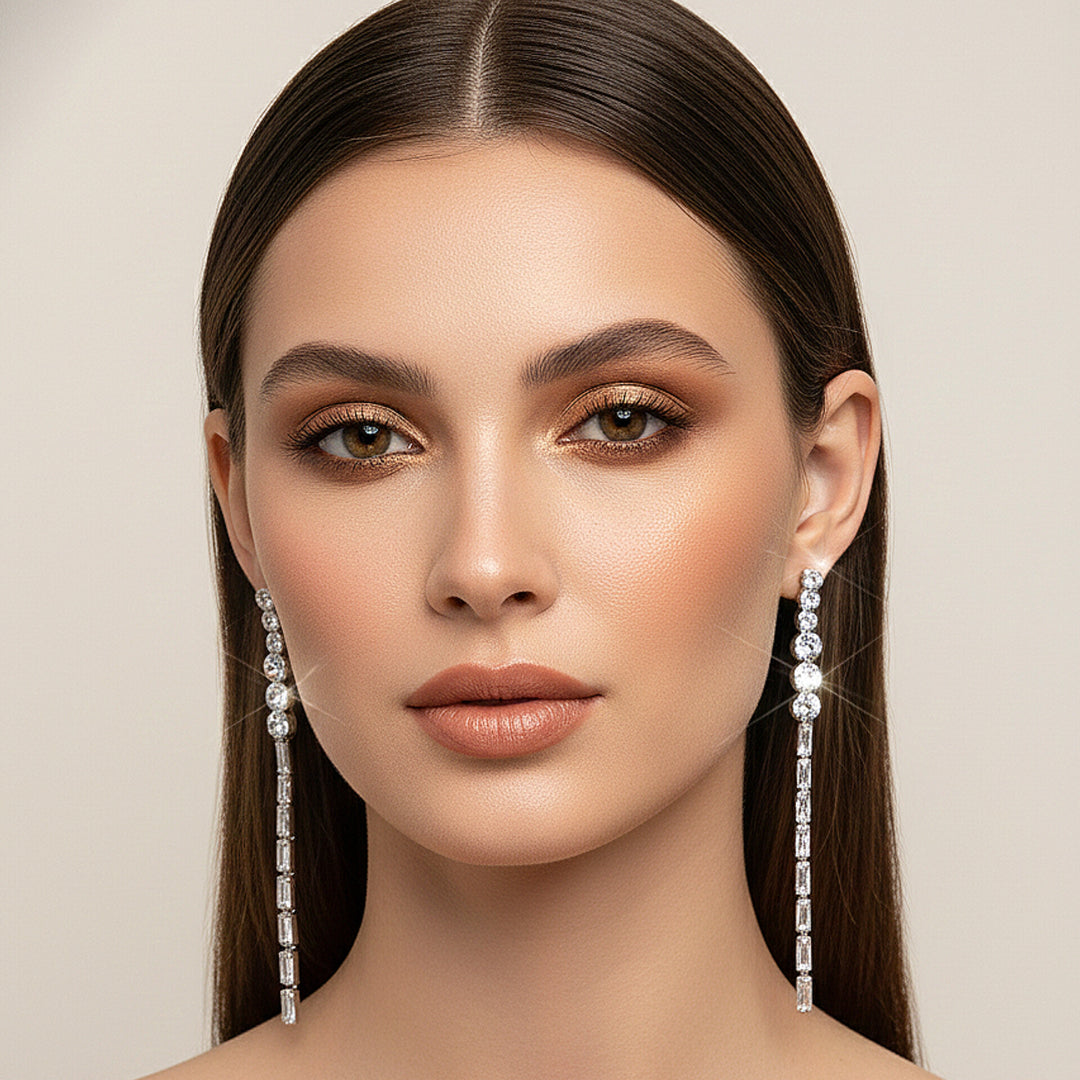 Round Linear Drop Earrings