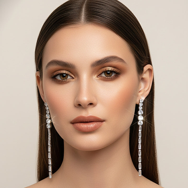 Round Linear Drop Earrings