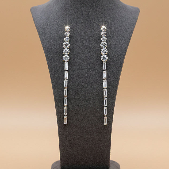 Round Linear Drop Earrings