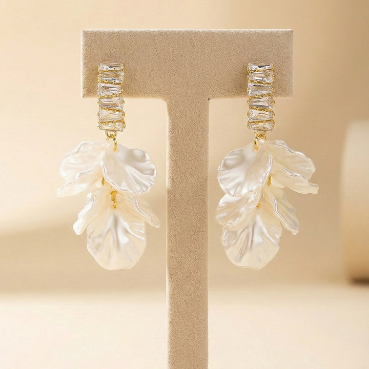 Crystal  Pearl Petal Earrings