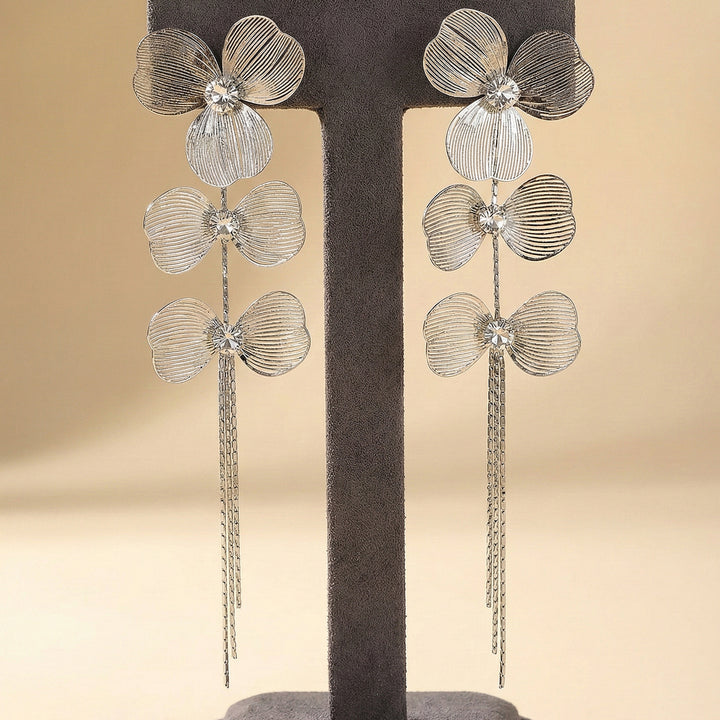 Silver Floral Cascade  Earrings