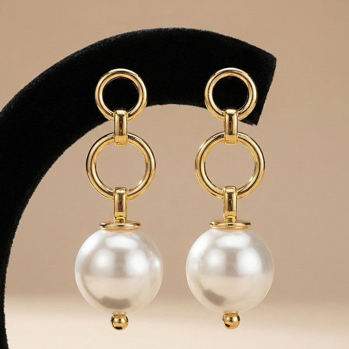 Gold Loop Pearl Earrings