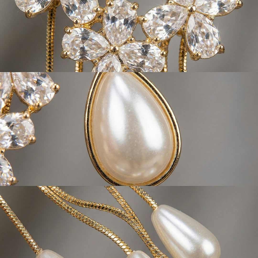 Pearl & Crystal Floral Earrings