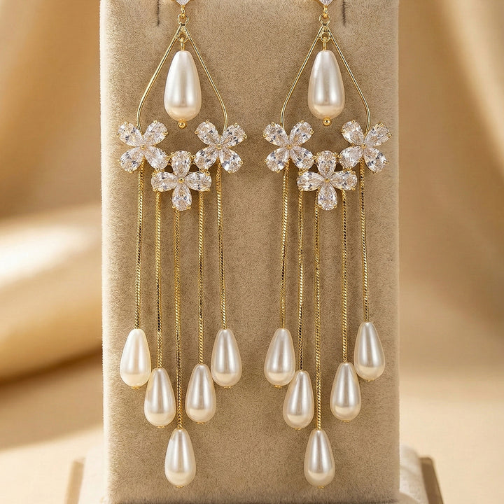 Pearl & Crystal Floral Earrings