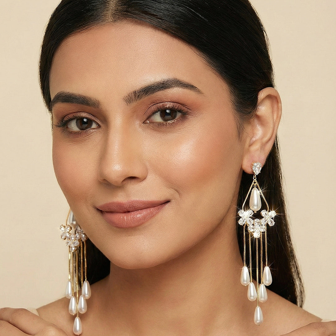 Pearl & Crystal Floral Earrings