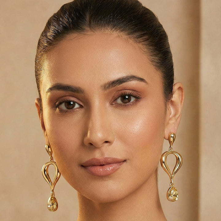 Gold Teardrop Crystal Earrings