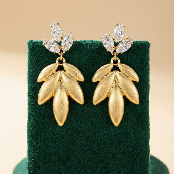 Gold Leaf Crystal Earrings