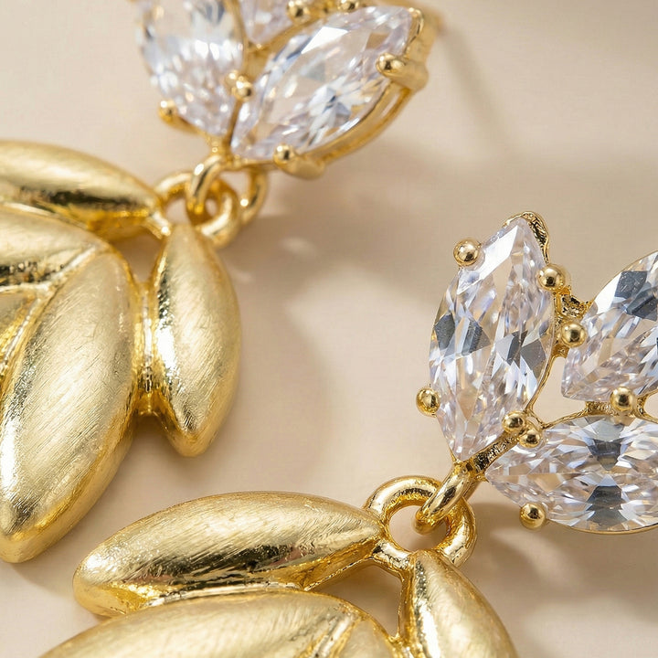 Gold Leaf Crystal Earrings