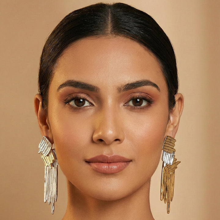 Dual-Tone Abstract Earrings