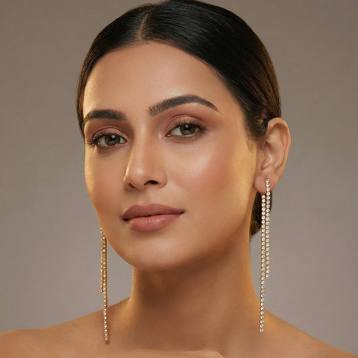 Gold Crystal Chain Earring