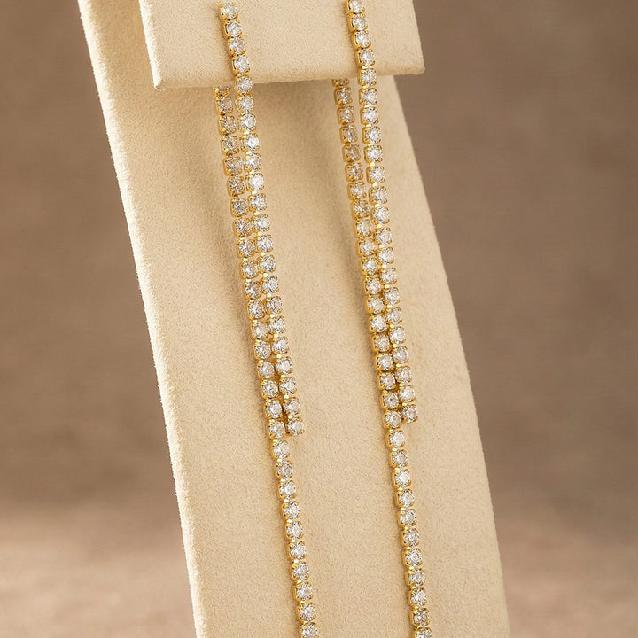 Gold Crystal Chain Earring