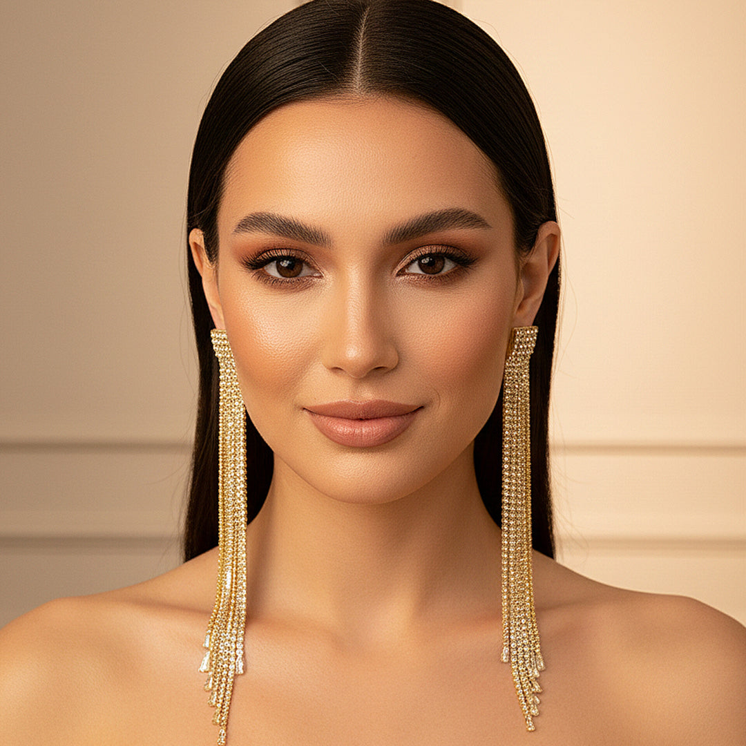 Gold Crystal Drop Earrings