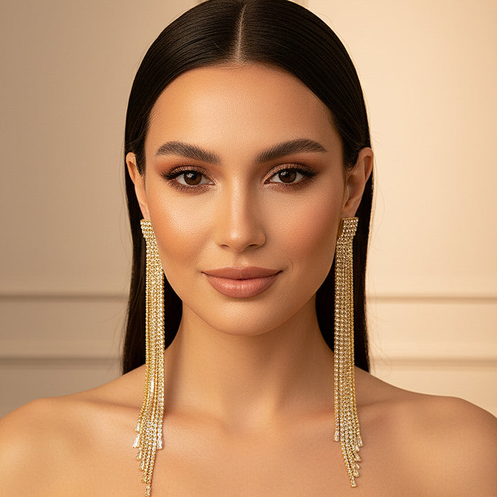 Gold Crystal Drop Earrings